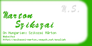 marton szikszai business card